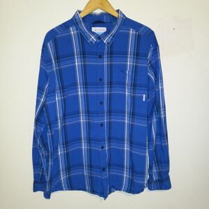 Columbia Blue Plaid Rapid Rivers II Long Sleeve Button Down Shirt-Size XXL-